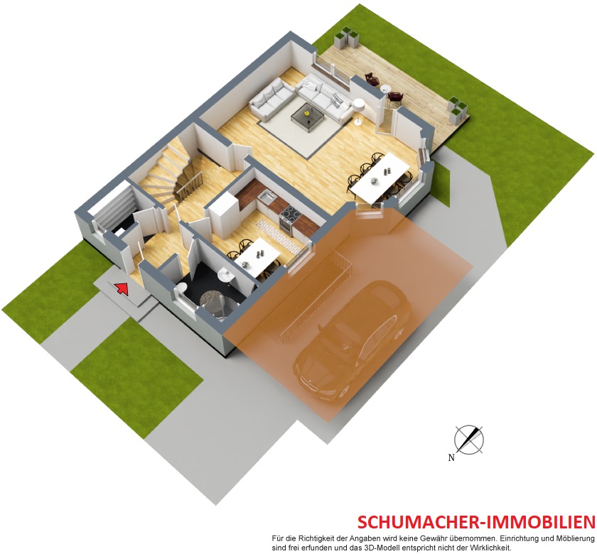 Reserviert!!! Solide Doppelhaushälfte mit Keller, Carport und Garten - Grundriss Erdgeschoss